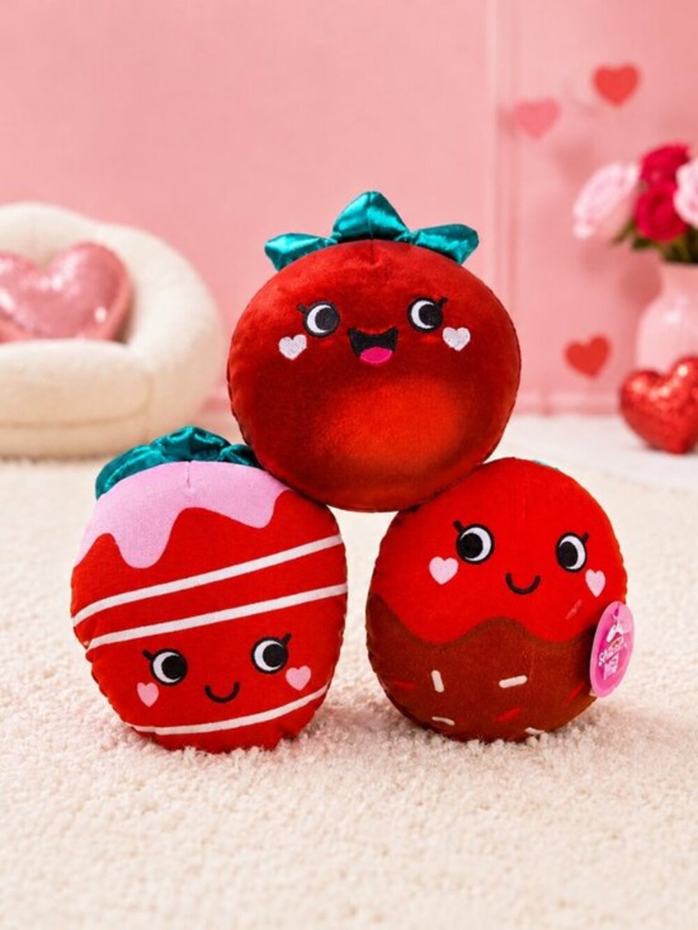 Valentine Dessert Plush Squeaky Dog Toy Set 3 Pack Kawaii NWT
